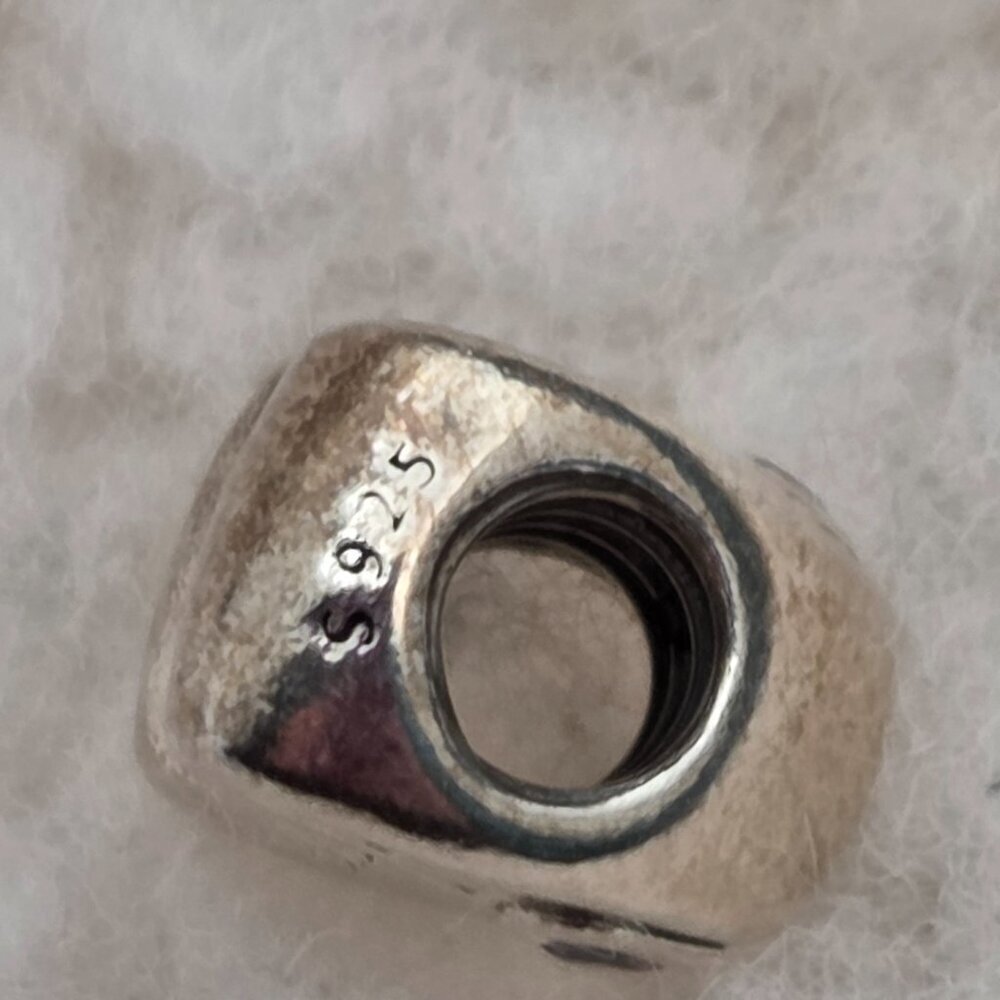 Pandora Sterling Silver "Wife" Heart Charm with Pink CZ small stone - Picture 3 of 5